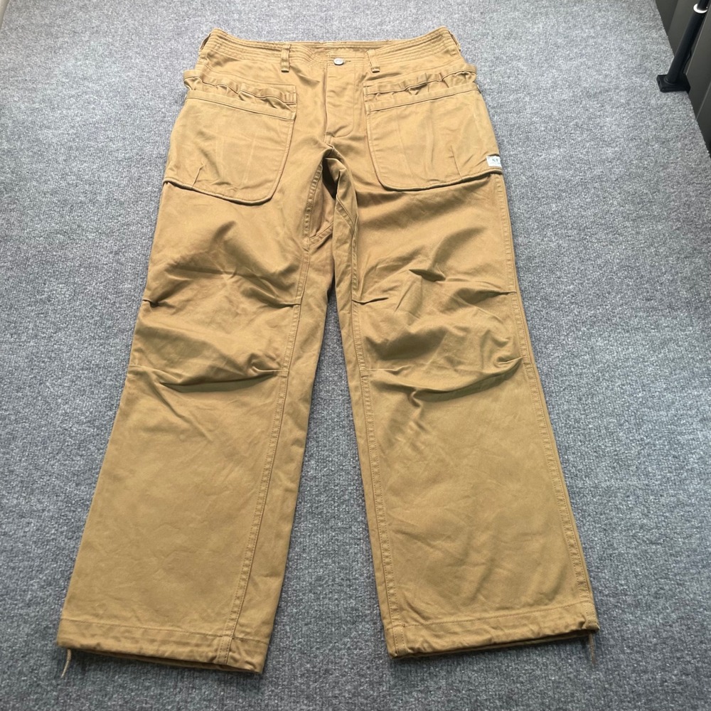 Sassafras Fall Leaf Pants Mens L Brown Cotton Made in Japan Utility Cargo